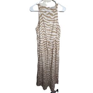 Loft Dress Women's Medium Brown Zebra Sheath Sleeveless Maxi Long Summer